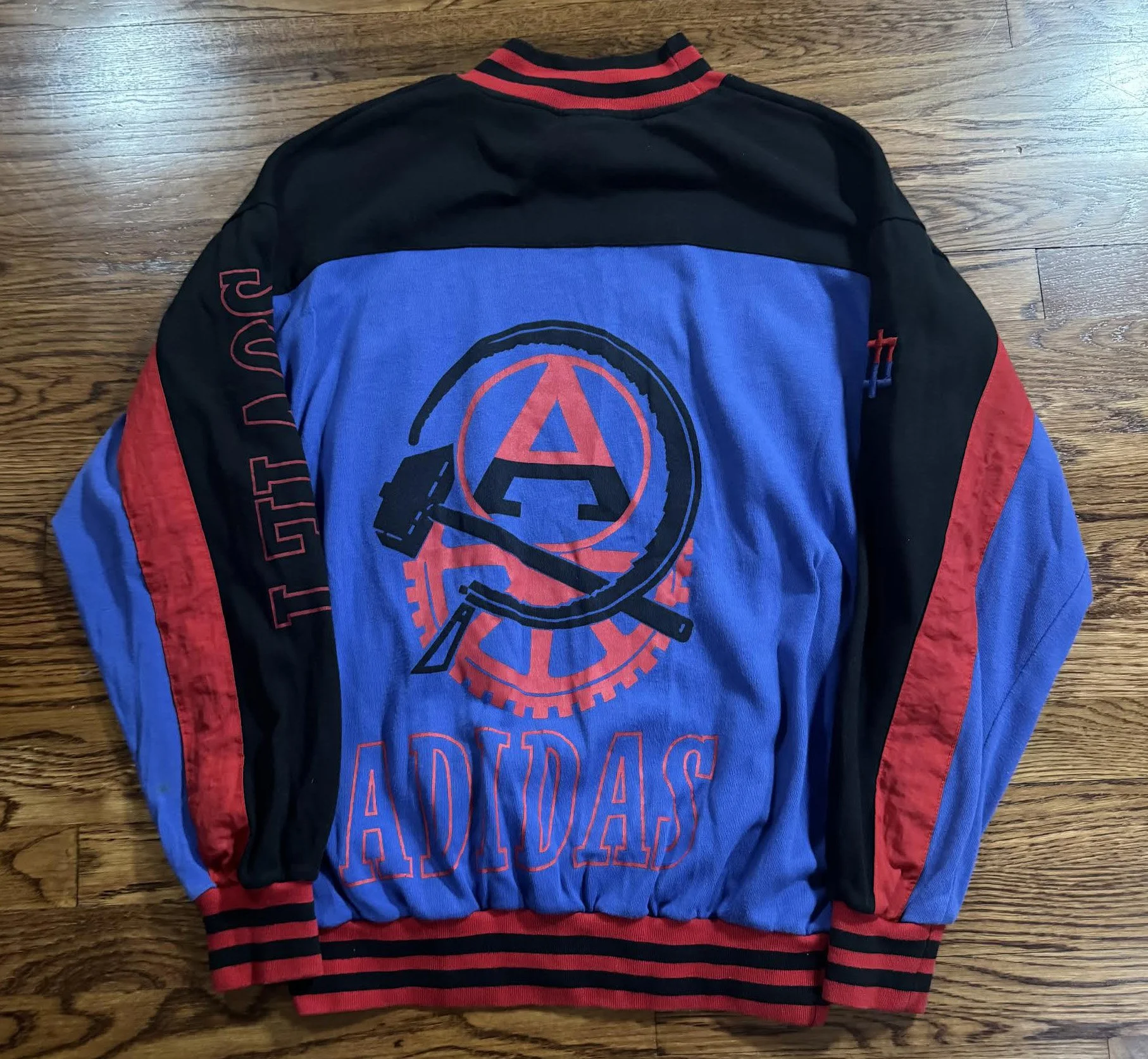 Vintage Adidas Sports Soviet Black / Red / Blue Sweatshirt (Size M